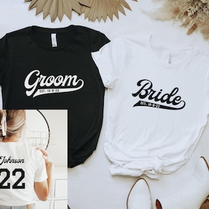 Personalized Bride and Groom T Shirts Vintage Style | Bride Shirt | Groom Shirt | Gift for Fiancé | Gift for Newlyweds | Engagement Gift