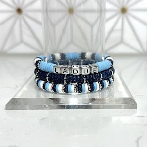 LIGHT BLUE, NAVY, and White Game Day Stack Bracelets | College Game Day | School Spirit | Gifts for Students and Grads