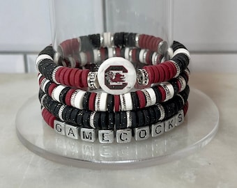 GARNET AND BLACK Game Day Stack Bracelets | University of South Carolina | College Game Day | Gifts for Students and Grads