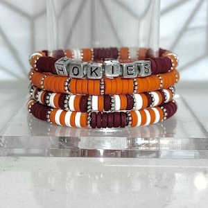 MAROON and ORANGE Game Day Stack Bracelets | Hokies | College Game Day | College Football | School Spirit | Gifts for Students and Grads