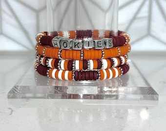 MAROON and ORANGE Game Day Stack Bracelets | Hokies | College Game Day | College Football | School Spirit | Gifts for Students and Grads