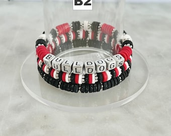 RED, BLACK, and WHITE Game Day Stack Bracelets | College Game Day | School Spirit | Gifts for Students and Grads