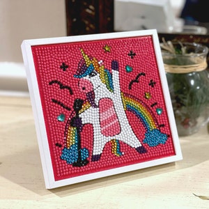 DIY Craft Kit, Diamond Painting Kit for Kids, Gem Painting, Diamond Dots, Diamond Art Kit - Singing Unicorn Pink