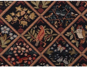 Scalamandre Garden Tapestry Upholstery Fabric in Noir