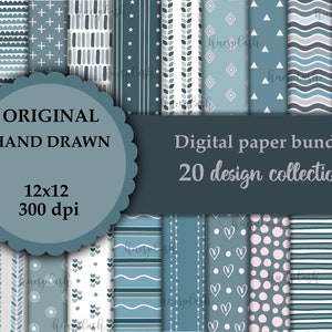 20 Digital Papers, Scrapbook Paper,  Backgrounds, Blue Collection, Pastel Collection, Scrapbook Papers, Scrapbook Paper bundle