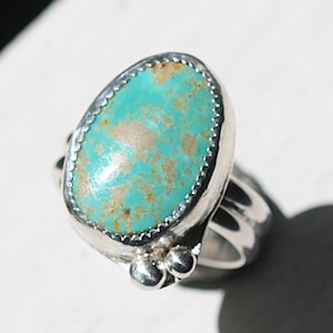 Sterling Silver with Pilot Mountain Turquoise Ring SIZE 7.5