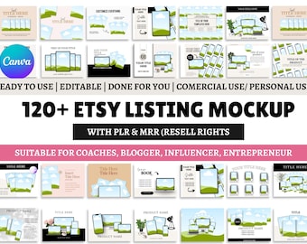 MRR Mockup Canva Template Bundle, 120+ Mock-Up-Verkaufsszenen für digitale Produkte mit Master-Weiterverkaufsrechten, DFY Canva-Vorlagen für digitale Produkte,