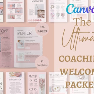 Coaching Client Welcome Packet, Client Onboarding Canva Template, Coaching Worksheets, Life Coach Templates, New Client Service Guide