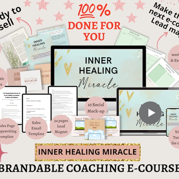 Done For You | Inner Healing Miracle | Brandable Course | Editable Canva | Life coaching tools | Lead magnet Workbook | Workbook Template