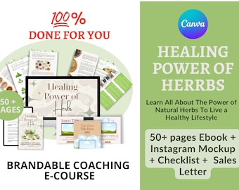 Healing Power Of Herbs Ebook | Done for You Ebook | Editable | Rebrandable | Lead Magnet | Canva Templates | Wellness Coaching Tools