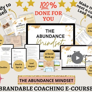 Done For You | Unlock Abundance Mindset Brandable Workbook & eCourse | Life coaching tools | Lead magnet Coach Workbook Template| Canva