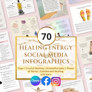 70 Healing Instagram Template | Done For You | Spiritual Coach | Wellness Coach |  Healing Energy Posts | Spiritual Social Media | CANVA
