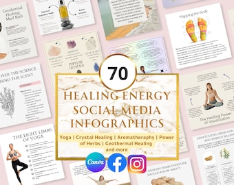 70 Healing Instagram Template | Done For You | Spiritual Coach | Wellness Coach |  Healing Energy Posts | Spiritual Social Media | CANVA
