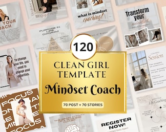 120 Mindset Coach Instagram Templates Life Coach Templates Mindset Coach Social media Posts Holistic Coach Posts Coaching Templates Canva