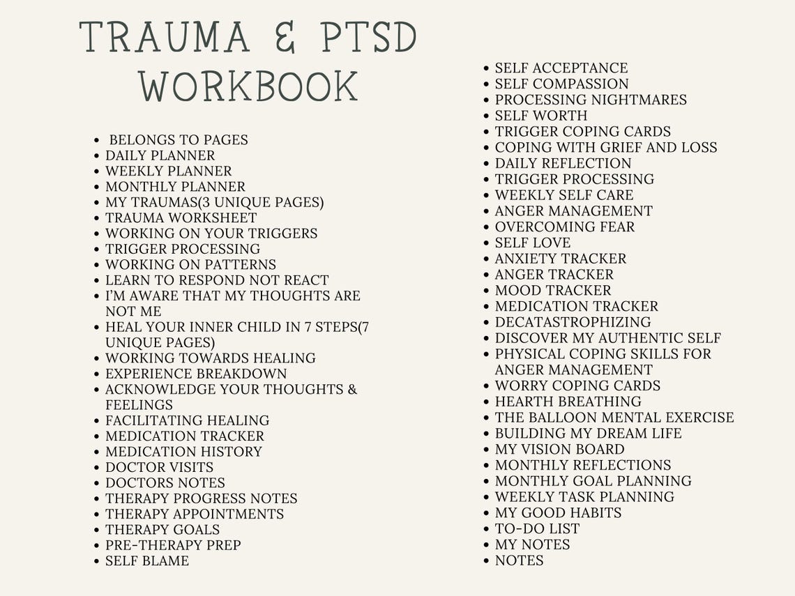 Trauma Processing.pdf EDITABLE PTSD & Trauma Processing Worksheets Workbook Therapy Safety ...