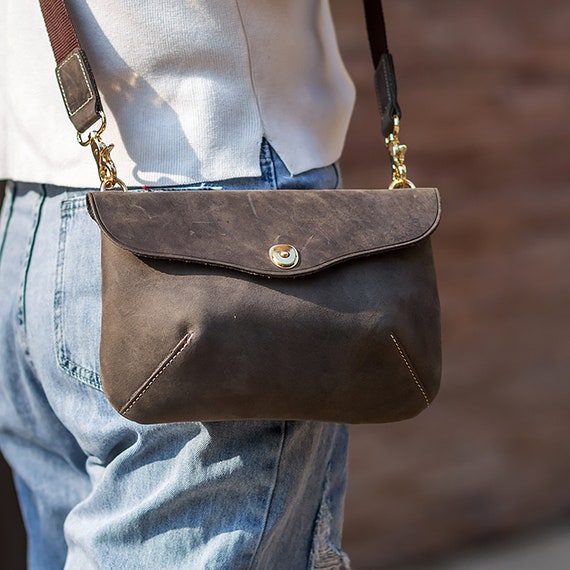 Leather Crossbody Bag Changeable Strap Leather Pouch for Etsy