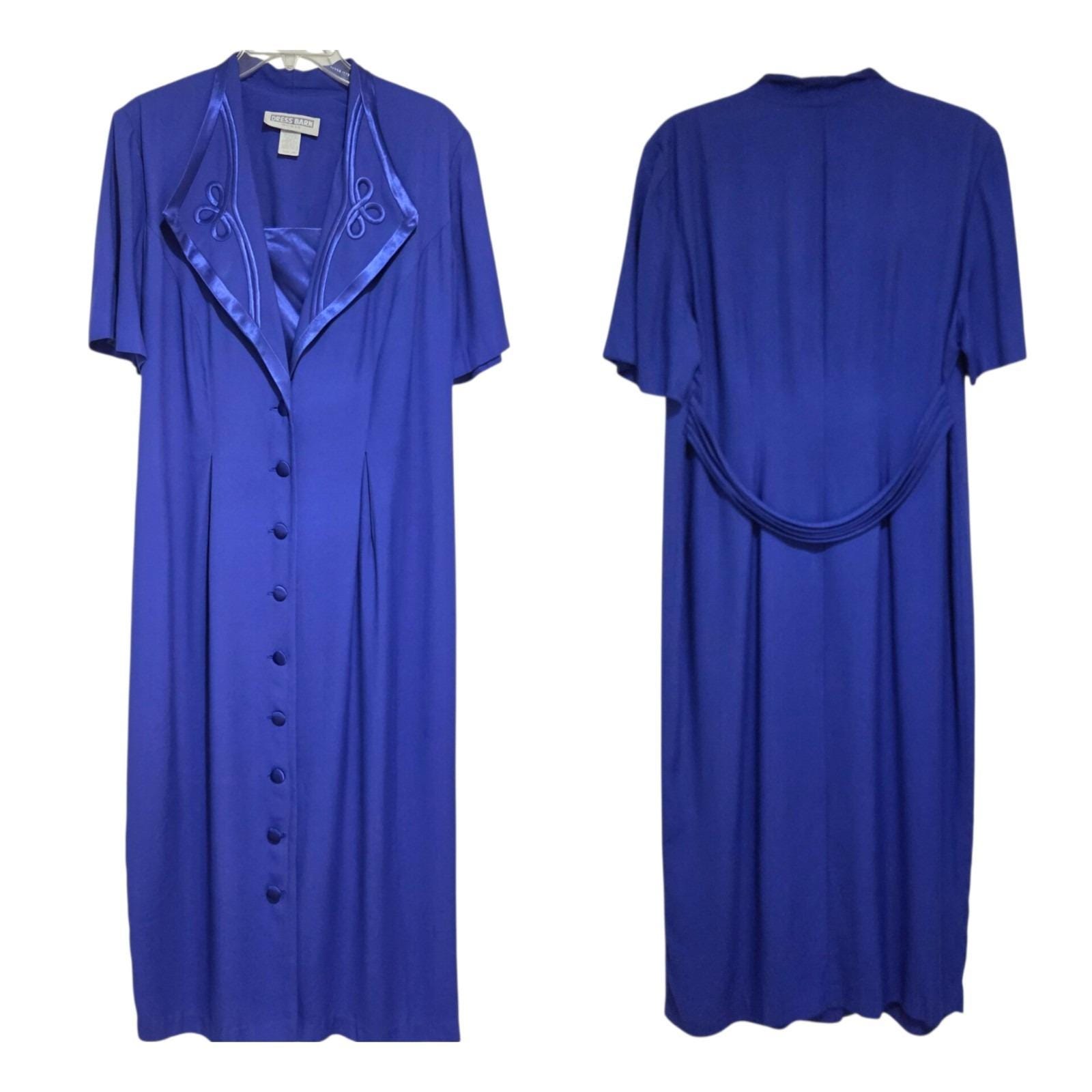 dressbarn blue dress Navy Blue Dress with Belt and Pockets, Size 14
