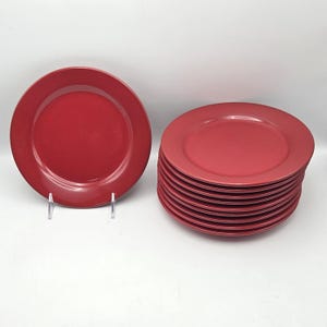 Waechtersbach Germany Red Salad Dessert Plates 8.2" Set of 10  Vintage Holiday Table Decor