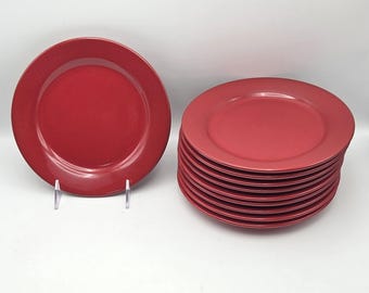 Waechtersbach Germany Red Salad Dessert Plates 8.2" Set of 10  Vintage Holiday Table Decor