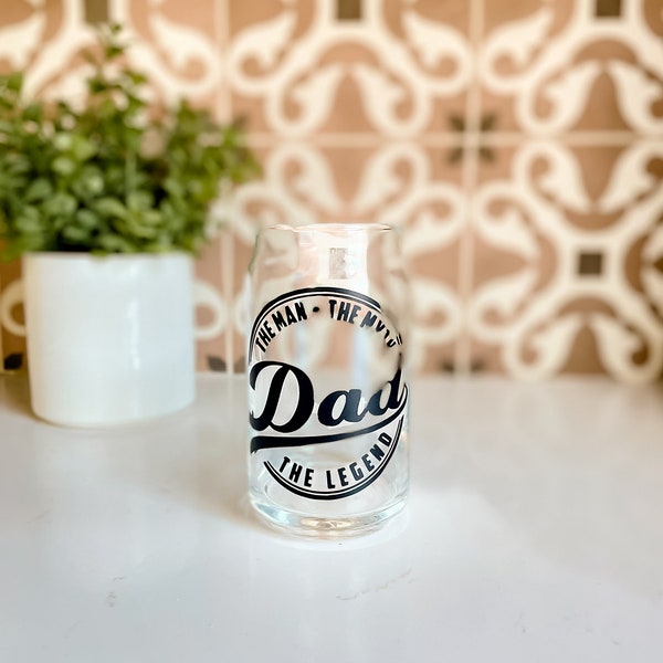 Glass Cup for Men, Dad Glass, Beer Glass Can, Glass Coffee Cup, Soda Glass Can, Glass Can, Iced Coffee Glass, Father's Day Gift