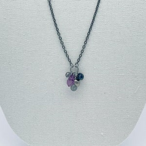 Versatile Long Gunmetal Tone Simple Bead Charm Chain Necklace