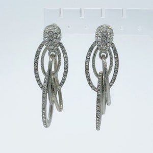 Sparkling Linked Hoops Rhinestone Dangle Earrings