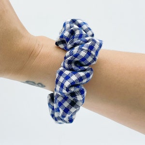 Blue Flannel Scrunchie in 2 Sizes