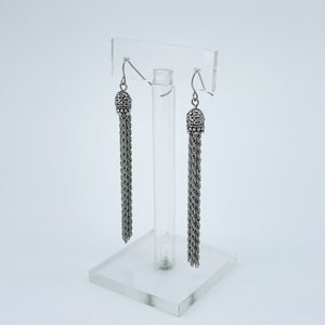 Silver Tone Multi Rope Chain Shoulder Duster Earrings