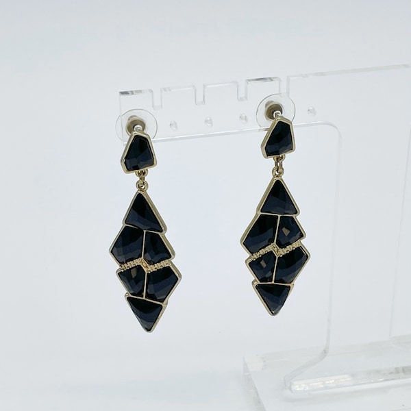 Black and Gold Geometric Glam Statement Earrings