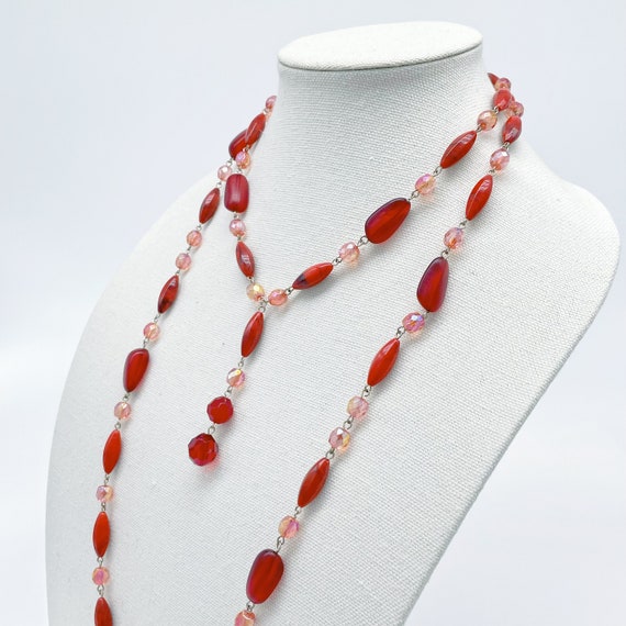 Vintage Red Bead Necklace Set of 2 - image 3