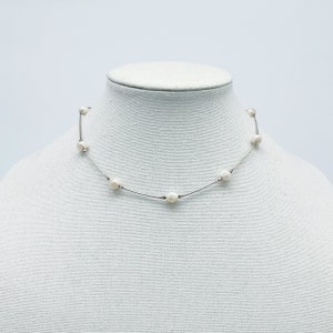 Niedliche Minimalist Faux Perle Silber Ton Kette Halskette