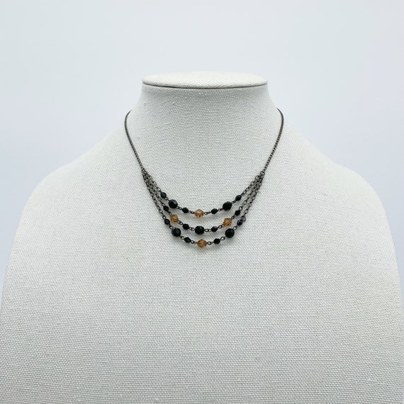 Dainty Black & Brown Beaded Layered Necklace - image 2