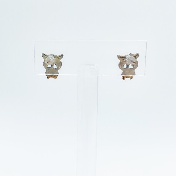 Tiny Rhinestone Owl Stud Earrings - image 4