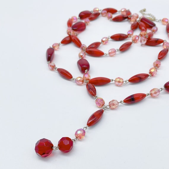 Vintage Red Bead Necklace Set of 2 - image 4