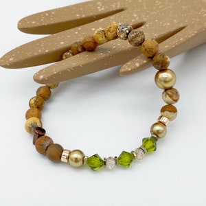 Green Crystal Embellished Beaded Stretch