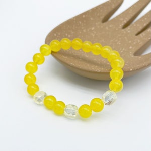 Chunky 8mm Beaded Yellow Stretch with Crystal Accents