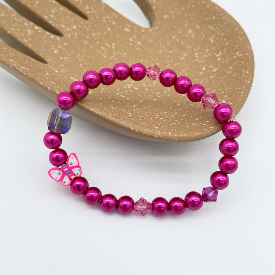 Cute Pink Bracelet With Butterfly Accent - Etsy