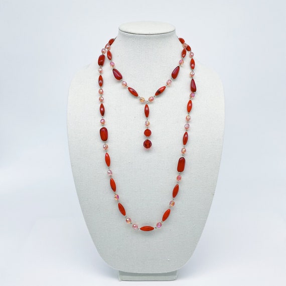 Vintage Red Bead Necklace Set of 2 - image 1