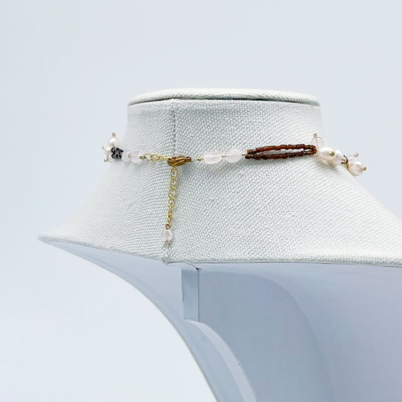 Rose Quartz Pendant Beaded Necklace - image 5