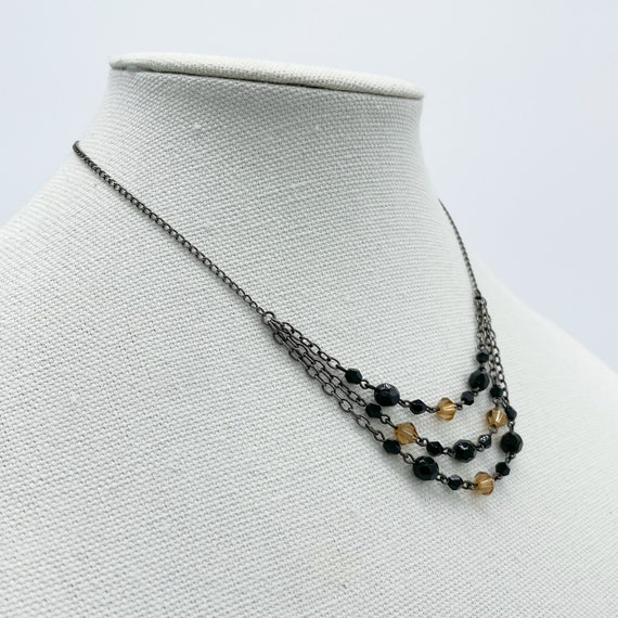 Dainty Black & Brown Beaded Layered Necklace - image 3