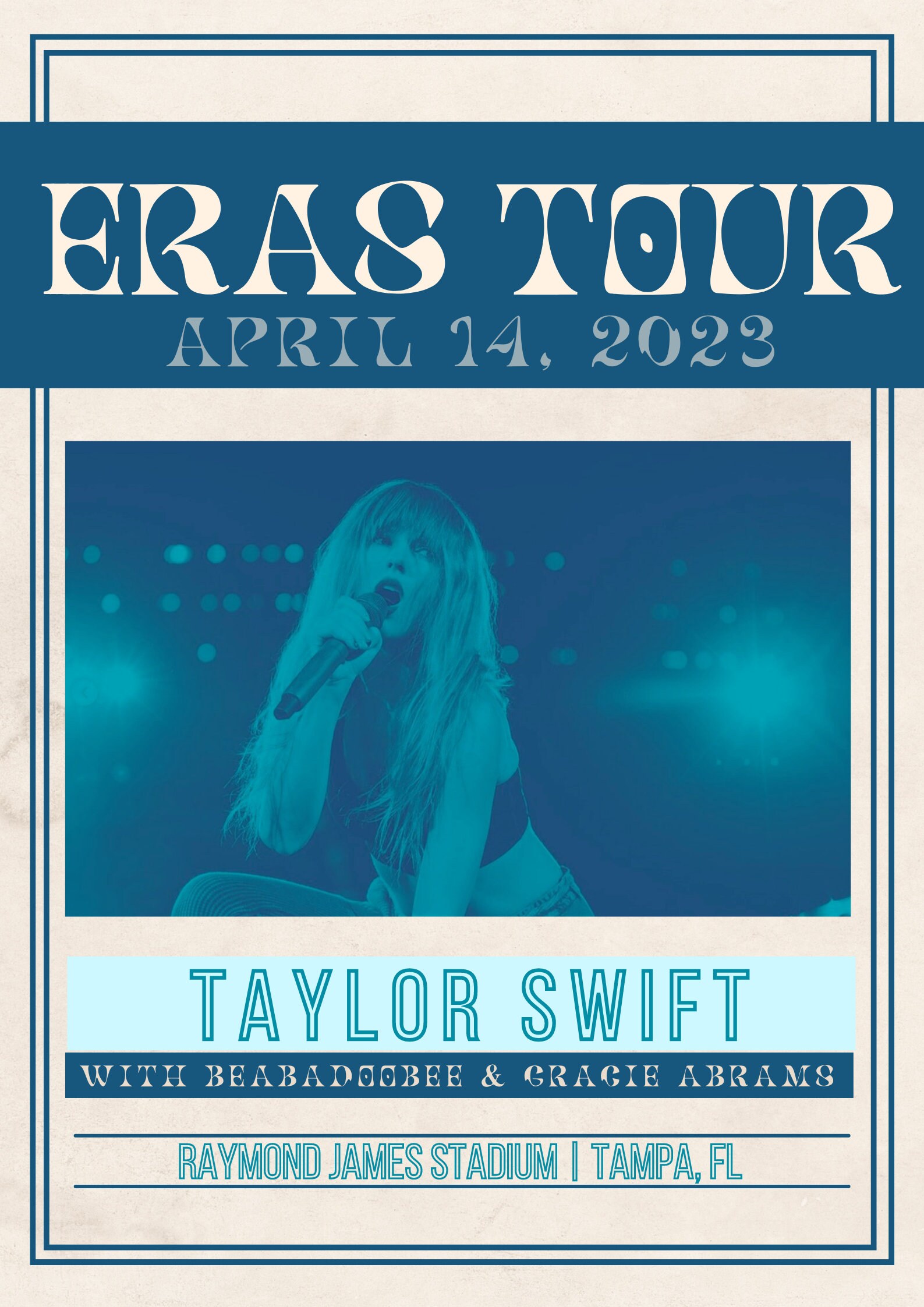 Taylor Swift The Eras Tour Poster Tampa Florida FL FLA April 13 14 15  AUTHENTIC