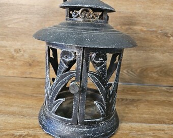 Cast Iron Pagoda Lantern with Hinged Doors, Japanese Asian Decor