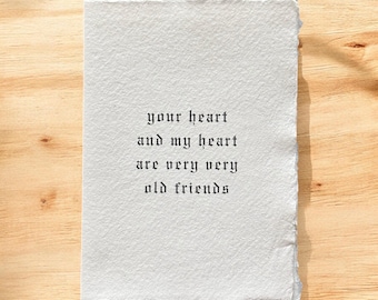 Printed Friendship Card: Handmade Offwhite Paper, Heartfelt Gift