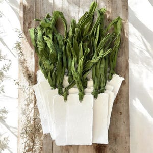 White Gift Tags: Olive Sari Silk Ribbon Tie, Minimalist Gift Wrapping