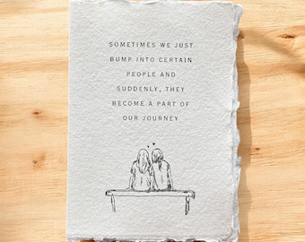 Printed Friendship Card: Handmade Offwhite Paper, Heartfelt Gift