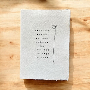 Handmade Wedding Card: Offwhite Paper, Heartfelt message