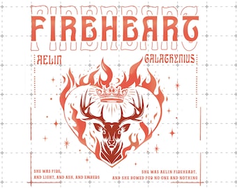 Fireheart PNG, Trono de Cristal PNG para sublimación, Diseño de camiseta de fantasía de Aelin Galathynius, Sarah J Maas Bookish PNG, Romantasy Reader PNG