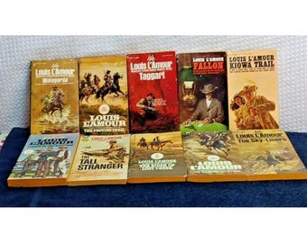 Lote de 10 novelas de bolsillo del oeste de Louis L'Amour de los años 70 y 80.