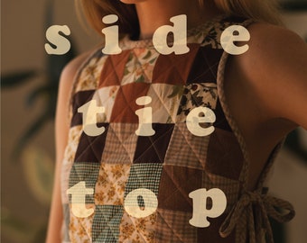 ST side tie top - PDF sewing pattern, print at home, copyshop & projector files. 2 construction views