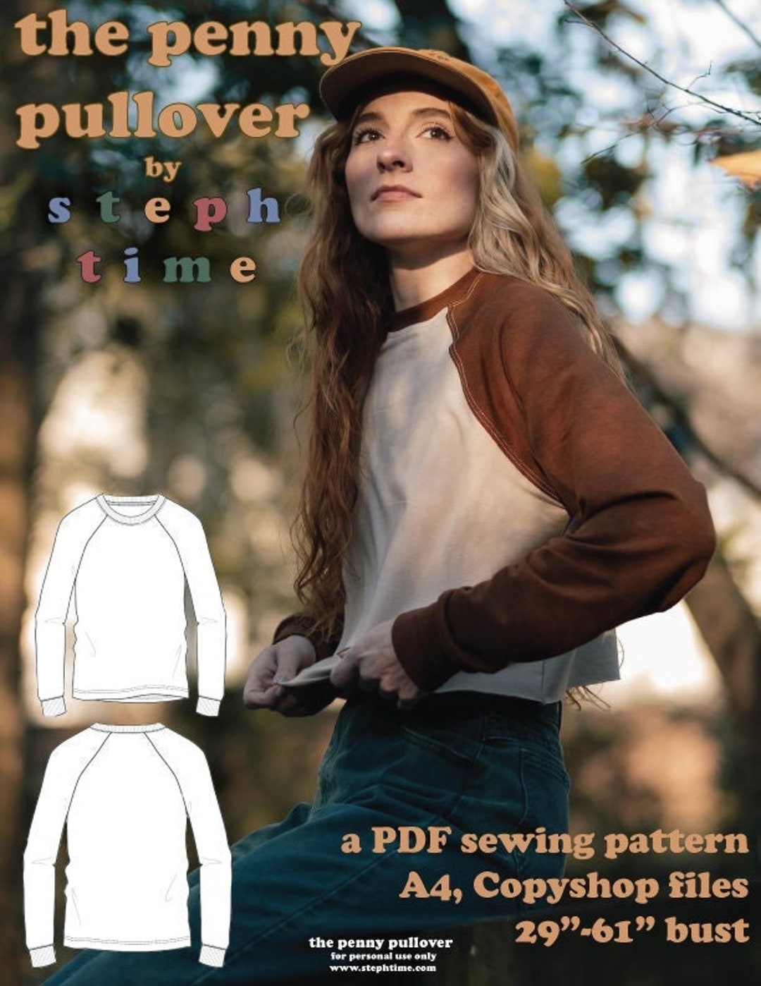 The Penny Pullover PDF Sewing Pattern Vintage Inspired Unisex Raglan